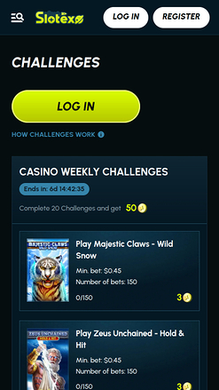 Desafíos móviles de Slotexo Casino