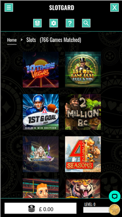 Jeux mobiles de Slotgard Casino