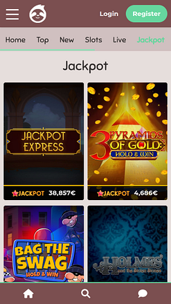 Jackpot mobile du casino Slothino