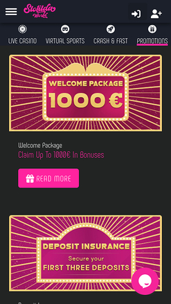 Promotions mobiles de Slotilda World Casino