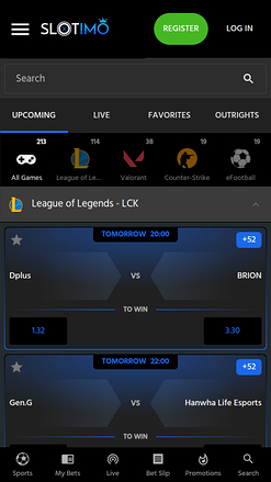 E-sport mobile de Slotimo Casino