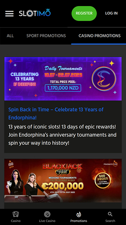 Promotions mobiles de Slotimo Casino