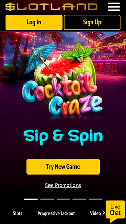 Page d'accueil mobile de Slotland Casino