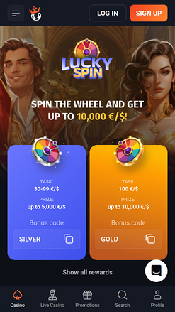 Tour chanceux mobile de SlotLords Casino