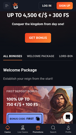 Promotions mobiles de SlotLords Casino