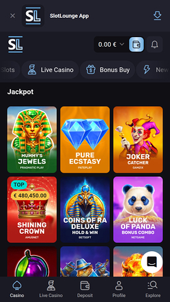 Jackpot mobile du casino SlotLounge