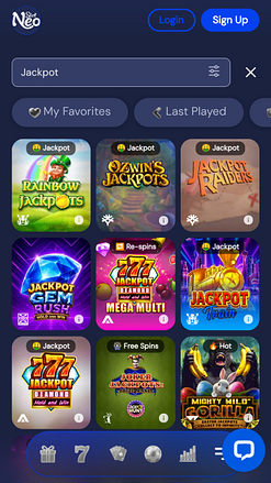 Jackpot mobile du casino SlotNeo