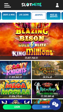 Jackpot mobile de Slotnite Casino