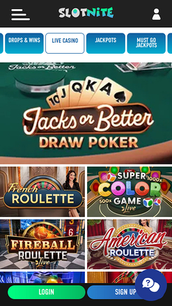 Croupier en direct mobile de Slotnite Casino