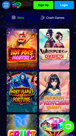 Jeux mobiles de Sloto Stars Casino