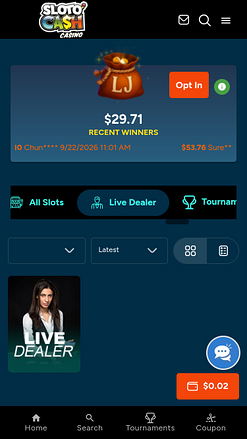 Croupier dal vivo su mobile di SlotoCash