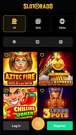 Page mobile des jeux de casino Slotorado