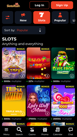 Giochi mobile di SlotoRush Casino