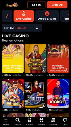 Live dealer mobile di SlotoRush Casino