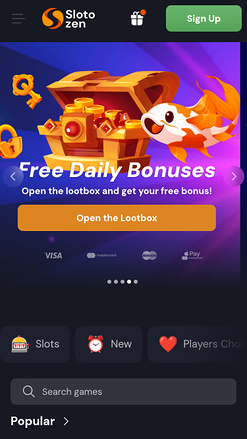 Bruno Casino Mobile Homepage