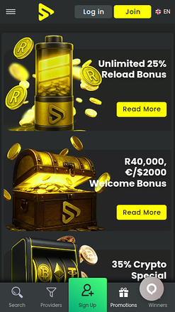 Screenshot der Werbeaktionen von Slotpal Casino für Mobilgeräte