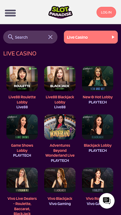 Crupier en vivo móvil de SlotParadise Casino