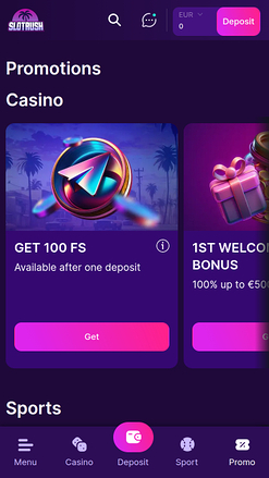Promotions mobiles du casino SlotRush