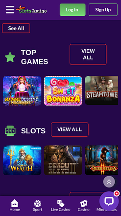 Jeux mobiles de SlotsAmigo Casino