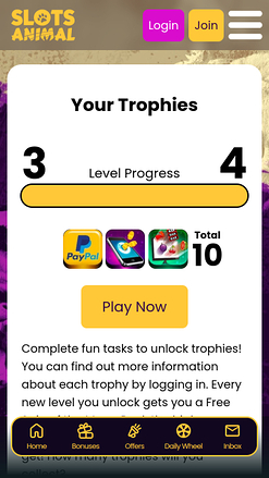 Trophées mobiles de Slots Animal Casino