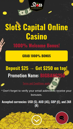Page d'accueil mobile de Slots Capital Casino