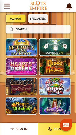 Slots Empire Casino Mobile Jackpot