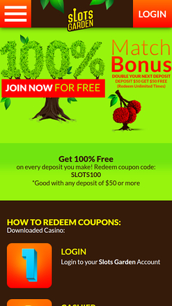 Slots Garden Casino Mobile Promotions
