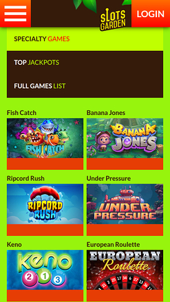 Slots Garden Casino Mobile Specialty Games