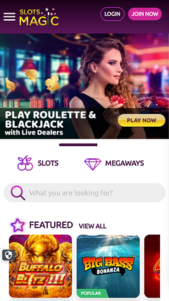 Página principal móvil del casino Slots Magic