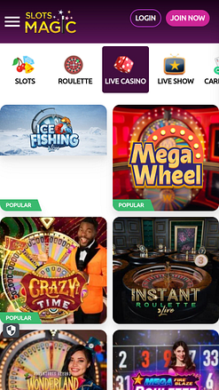 Casino móvil Slots Magic con crupier en vivo