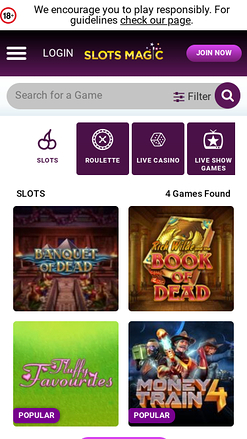 Jeux mobiles de Slots Magic Casino