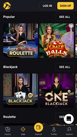 Croupier en direct mobile de Slotsmines Casino