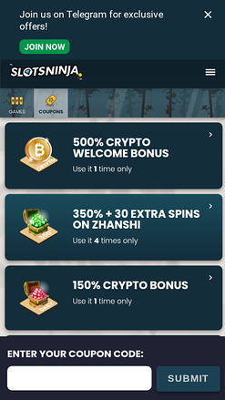 Slots Ninja Casino Mobile Coupons