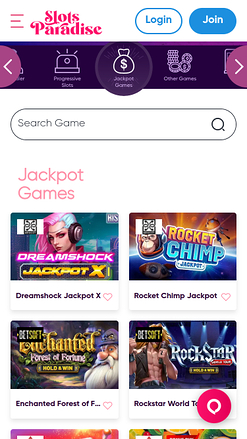 Jackpot mobile de Slots Paradise Casino
