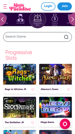 Machines à sous progressives mobiles de Slots Paradise Casino