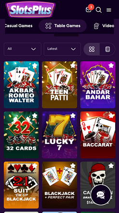 Jeux de table mobiles du casino Slots Plus