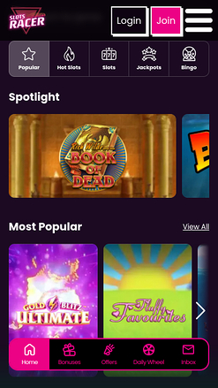 Jeux mobiles de Slots Racer Casino