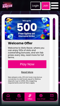 Promotions mobiles de Slots Racer Casino