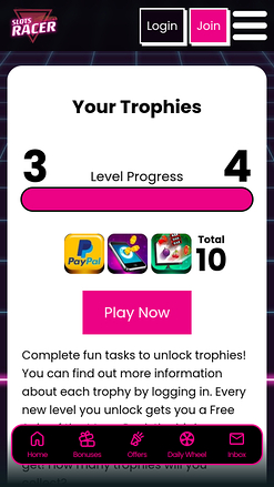 Trophées mobiles de Slots Racer Casino