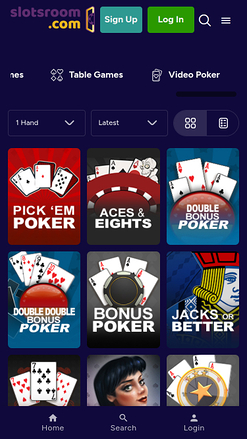 Vidéo poker mobile du casino SlotsRoom