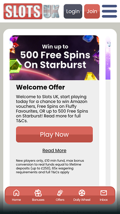 Promotions mobiles de SlotsUK Casino