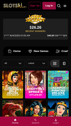 Jackpot mobile di SlotsWin Casino