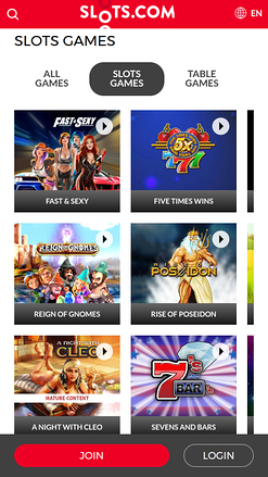 Giochi mobile di Slots.com Casino