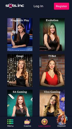 Crupier en vivo móvil de Slots.inc Casino