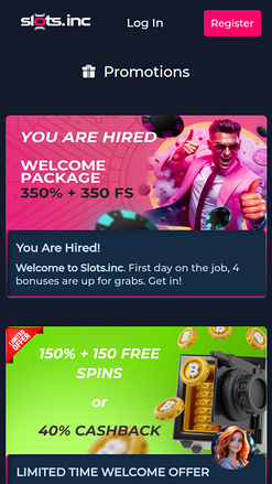 Promociones móviles de Slots.inc Casino