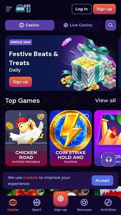 Page mobile des jeux de casino SlotsDj
