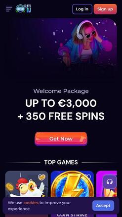 Page d'accueil mobile du casino SlotsDj