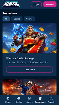 Promotions mobiles du casino SlotsHammer