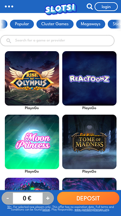 Jeux mobiles de Slotsi Casino Cluster