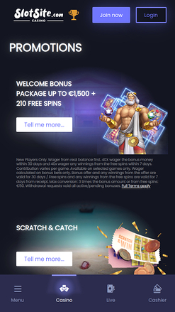 Slotsite.com Casino mobile Aktionen